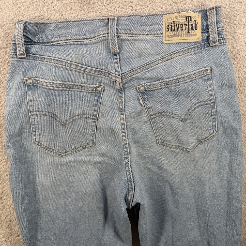 Vintage Levis Silver Tab Jeans Mens 30x27 Blue Distressed Tapered Denim